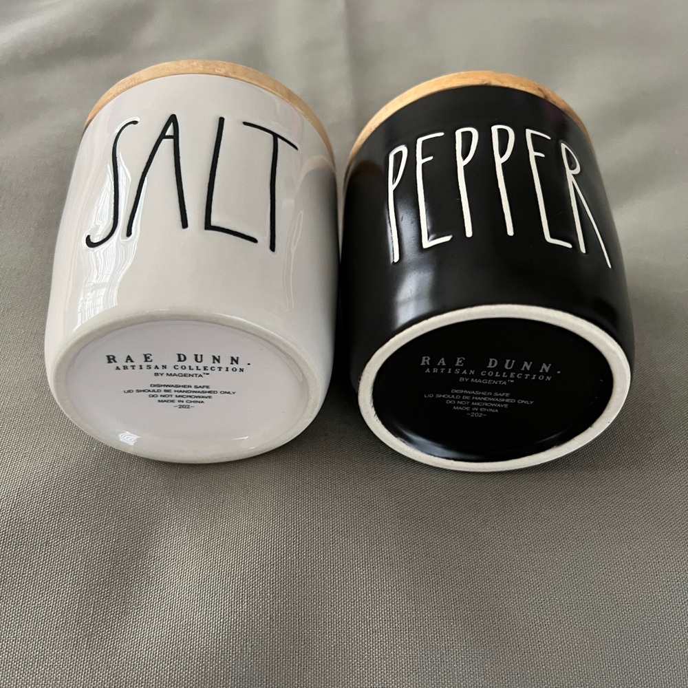 Rae Dunn Black and White Salt and Pepper Jar Keepers - Picture 4 of 5